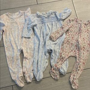 Little Me Baby Girl Footed Pajama Bundle 6-9 months